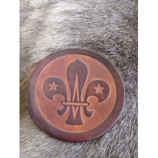 Leather Coaster Fleur de Lys Pair (Brown)
